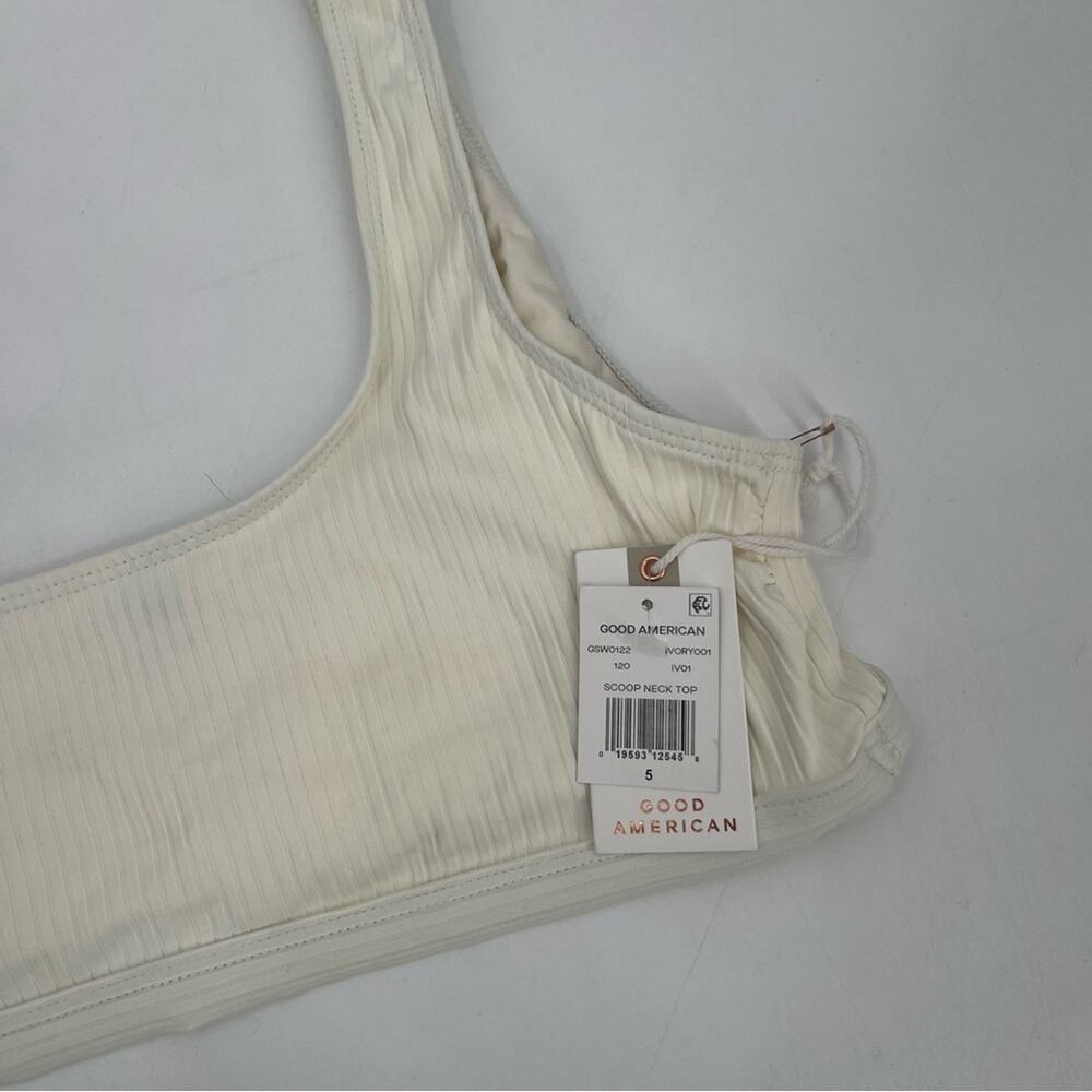 GOOD AMERICAN Bikini Top 2XL Curvy Plus Size Ribbed Scoop Neck Swim Ivory NWT - Picture 7 of 15